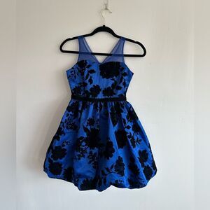 Rare Editions cobalt blue and velvet dress 10